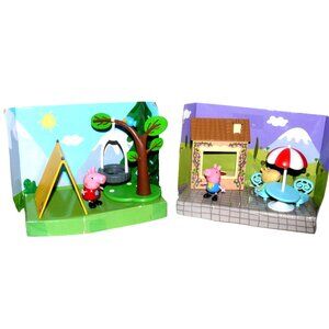 Peppa Pig Playset Bundle: Camping Scene & Rare Outdoor Café Fun Vintage Ages 3+